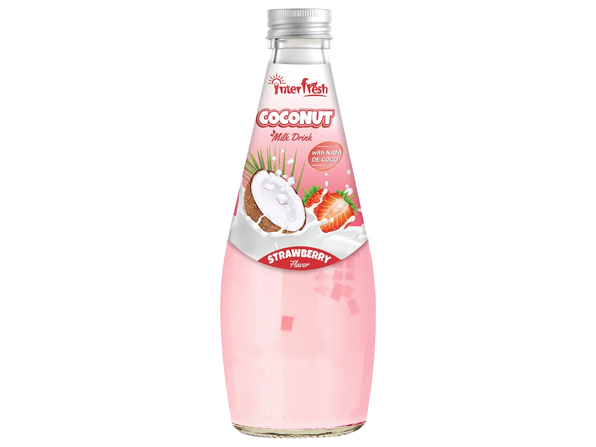 290ml Interfresh Coconut Milk with Nata de Coco Strawberry flavor